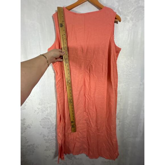 Vintage Dress Set 22W Coral Linen Blend Embroidered Tank Button Up Jacket - Picture 13 of 13